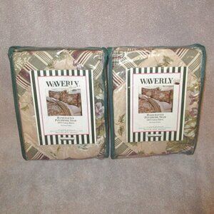 Waverly Victorian Violets Quilted Patchwork Pillow Shams Standard Set Of 2 NEW